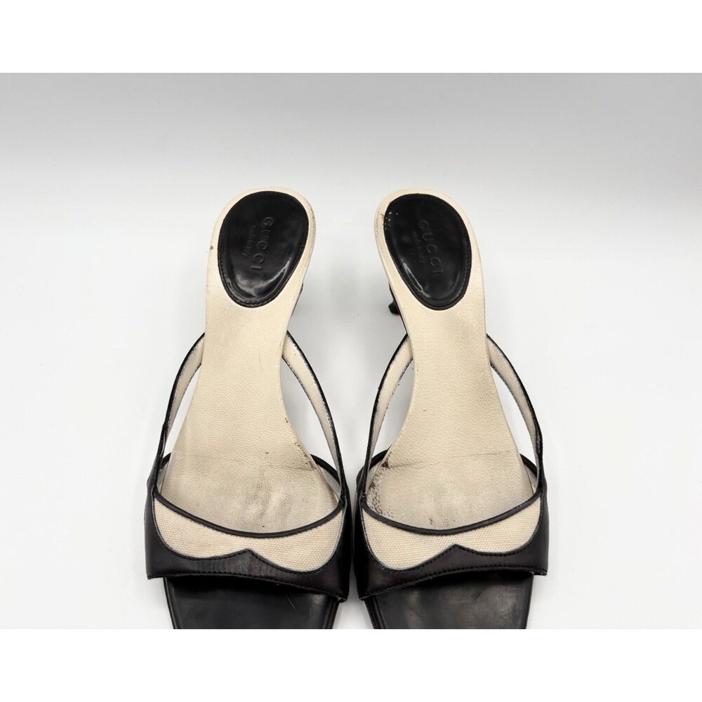 Gucci Black Leather & Canvas Kitten Heels Vintage Y2K Size EU 35.5 - Picture 5 of 13